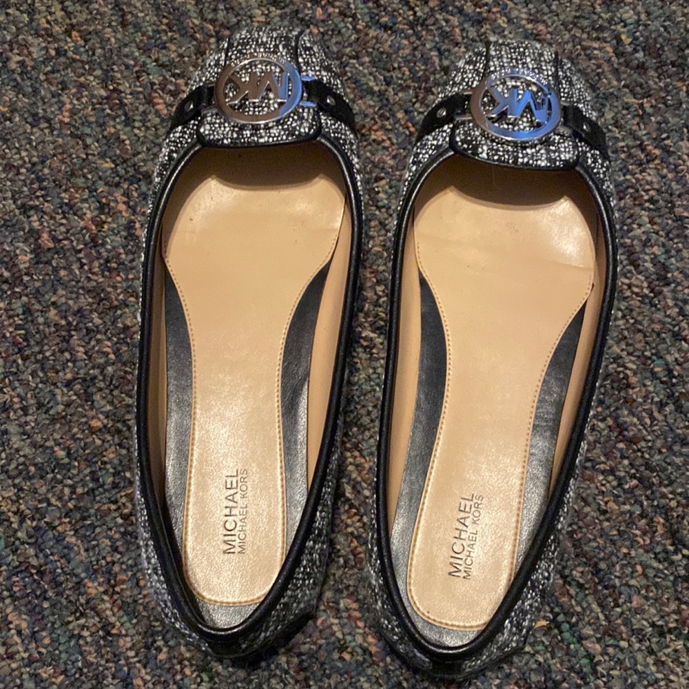 Michael Kors black tweed flats.